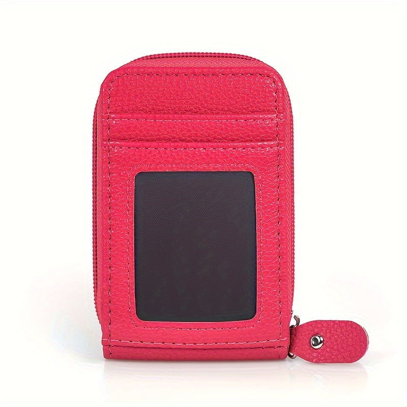 RFID Blocking Multi-Card Wallet with Zipper, Mini Coin Purse with Clear Window for Travel and Everyday Use