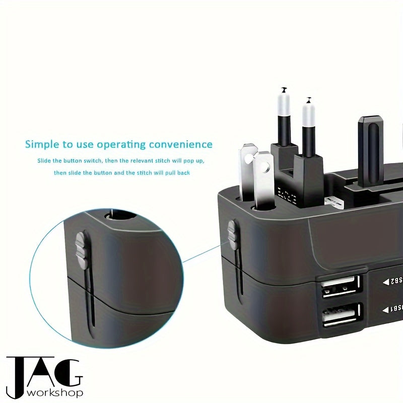 1pc Compliance Certification Travel Adapter,US/EU/UK/AU Plug,Worldwide All In One Design,Universal Interface Phone Tablet Wall Charger,Cover More Than 150 Countries,For iPhone,Samsung,Xiaomi,Android,Ipad,Car,etc,Perfect Holid