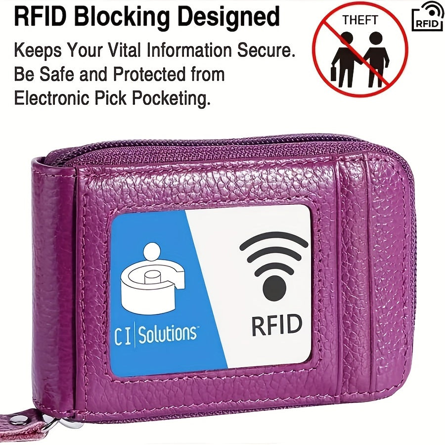 RFID Blocking Multi-Card Wallet with Zipper, Mini Coin Purse with Clear Window for Travel and Everyday Use