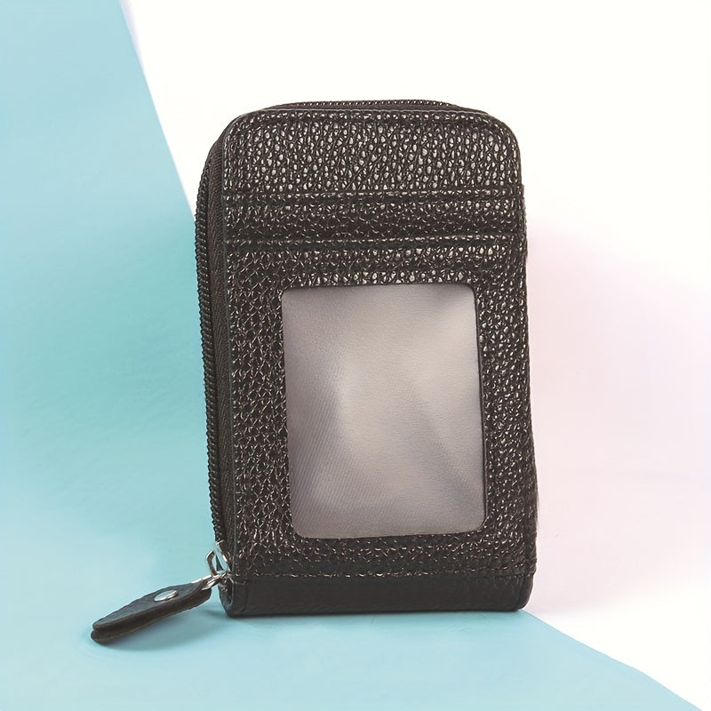 RFID Blocking Multi-Card Wallet with Zipper, Mini Coin Purse with Clear Window for Travel and Everyday Use