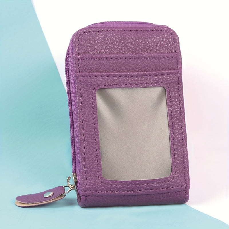 RFID Blocking Multi-Card Wallet with Zipper, Mini Coin Purse with Clear Window for Travel and Everyday Use