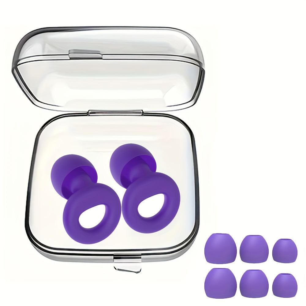 1 Pair Reusable Silicone Ear Plugs - Comfortable for Concerts, Sleep, Focus, And Travel with Storage Case