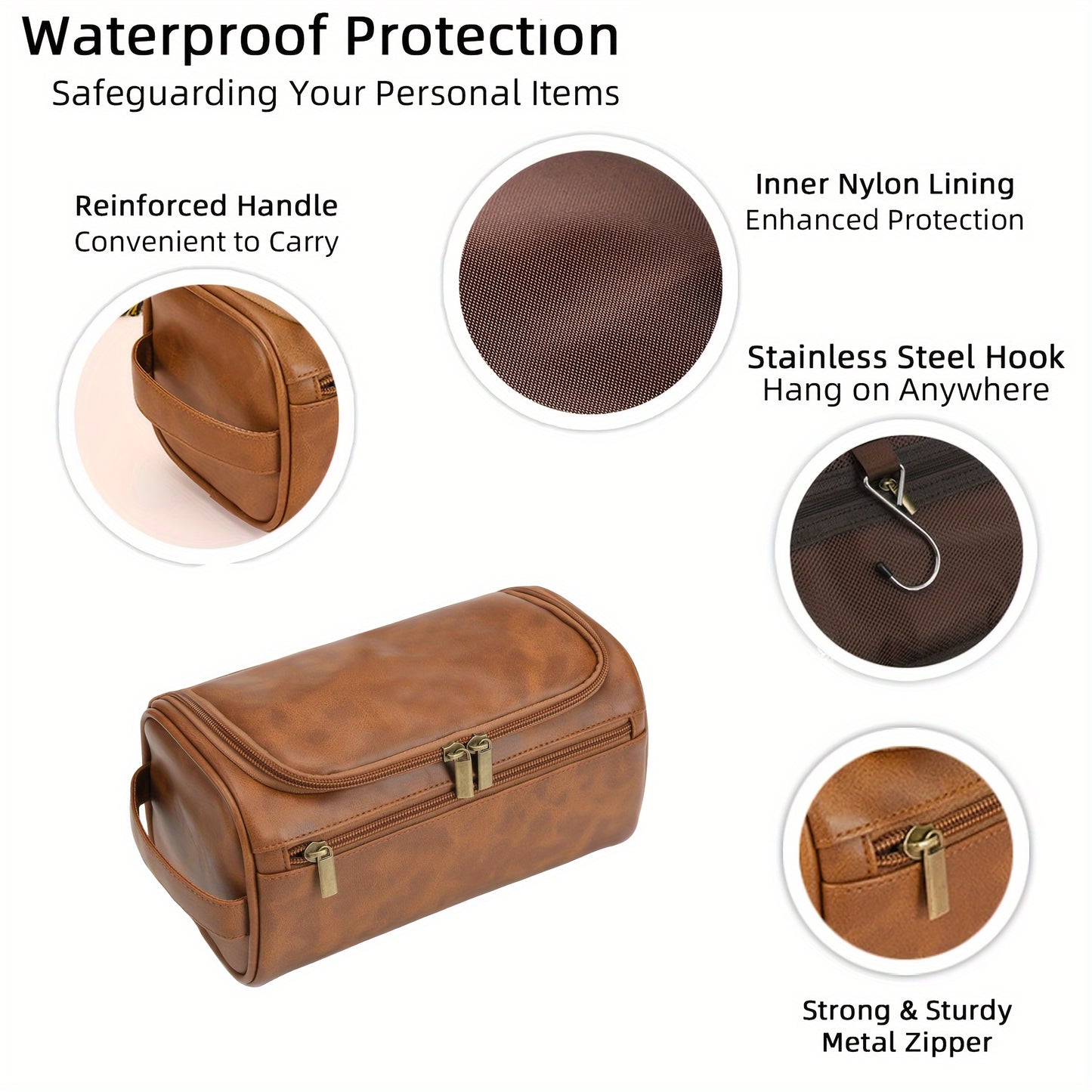 Men's Deluxe Travel Toiletry Bag - Spacious & Waterproof Faux Leather Dopp Kit, Perfect Gift for Dad, Husband, Grandpa - Ideal for Christmas & Birthdays, Toiletry Travel Bag