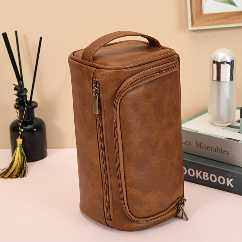 Men's Deluxe Travel Toiletry Bag - Spacious & Waterproof Faux Leather Dopp Kit, Perfect Gift for Dad, Husband, Grandpa - Ideal for Christmas & Birthdays, Toiletry Travel Bag