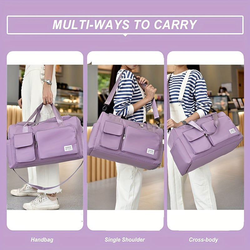 Unisex Large Capacity Travel Bag - Nylon, Gym Tote with Multiple Compartments, Adjustable Strap, and Durable Handles, Ideal for Women'S Duffle Bag, Gym Bag | Adjustable Strap Bag | Durable Handle Bag, Gym Bag