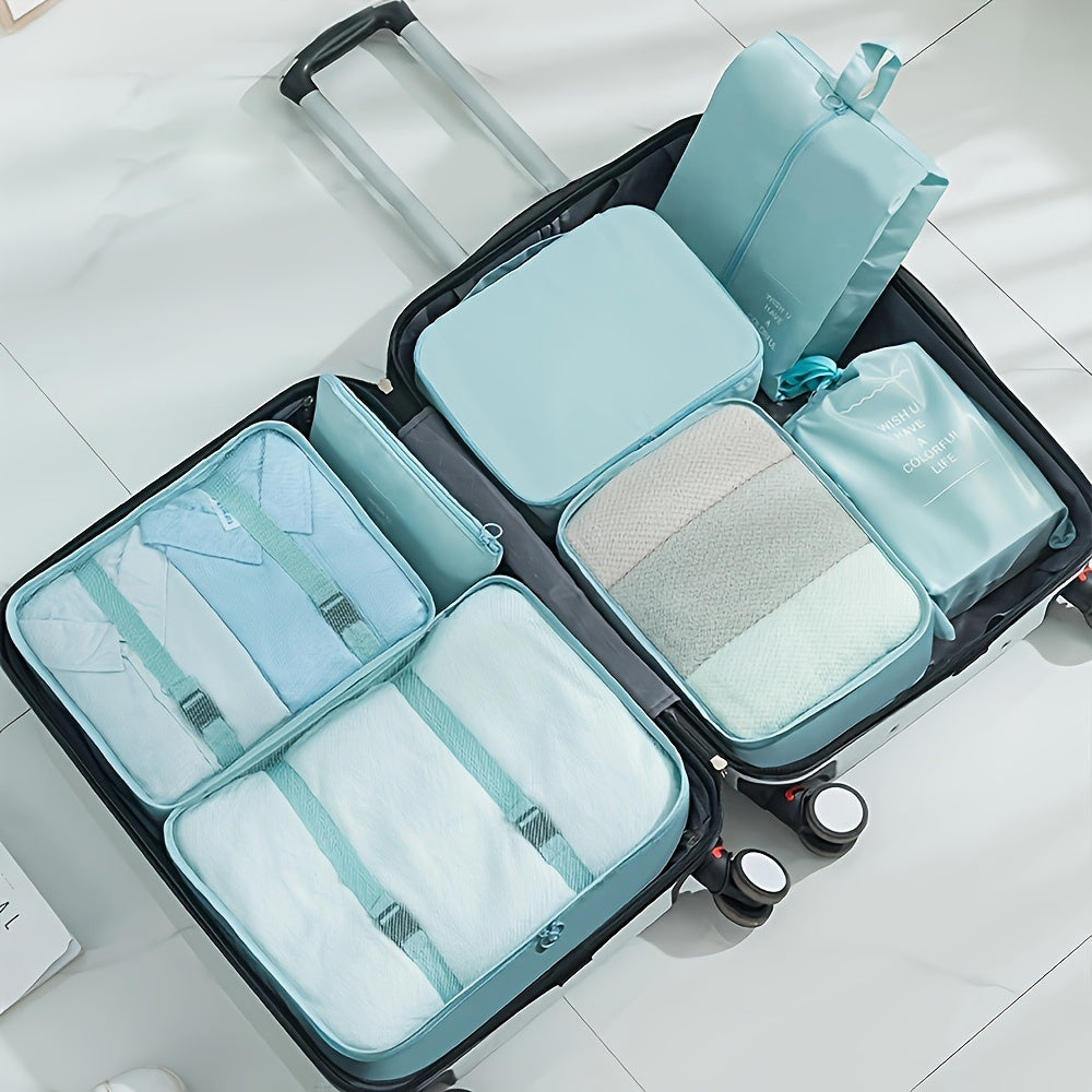 Seven-Piece Set Large Capacity Waterproof Travel Organizer Bag for Clothes, Pants, Shoes, and Socks