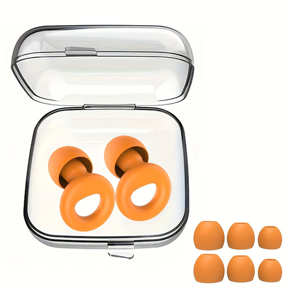 1 Pair Reusable Silicone Ear Plugs - Comfortable for Concerts, Sleep, Focus, And Travel with Storage Case