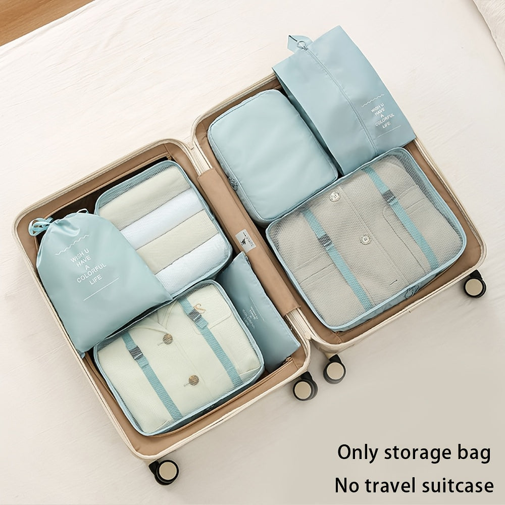 Seven-Piece Set Large Capacity Waterproof Travel Organizer Bag for Clothes, Pants, Shoes, and Socks