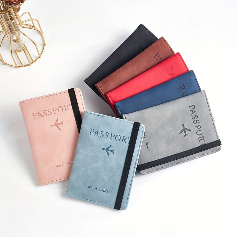 1pc RFID Passport Holder, Thin Passport Wallet, Leather Surface, Multi Functional Wallet, Travel Passport Holder, Cute Card Holder