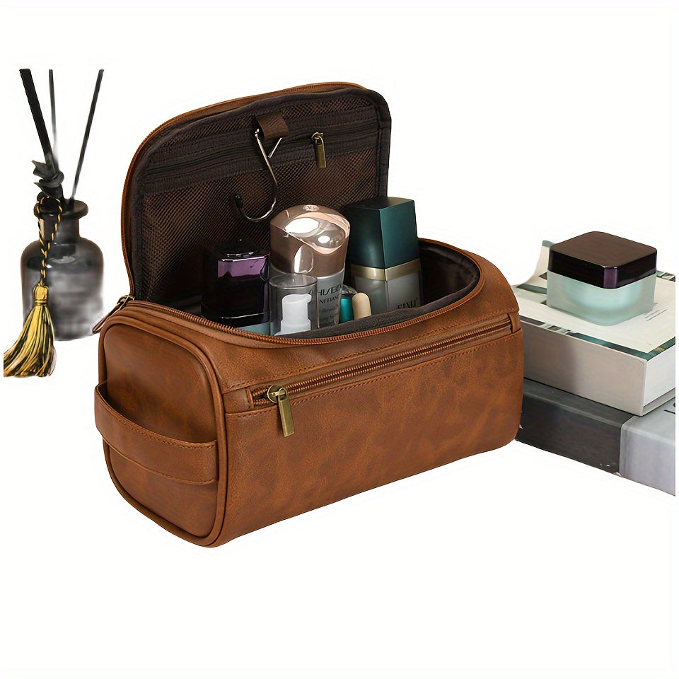 Men's Deluxe Travel Toiletry Bag - Spacious & Waterproof Faux Leather Dopp Kit, Perfect Gift for Dad, Husband, Grandpa - Ideal for Christmas & Birthdays, Toiletry Travel Bag