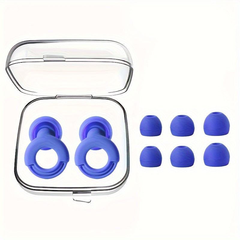 1 Pair Reusable Silicone Ear Plugs - Comfortable for Concerts, Sleep, Focus, And Travel with Storage Case