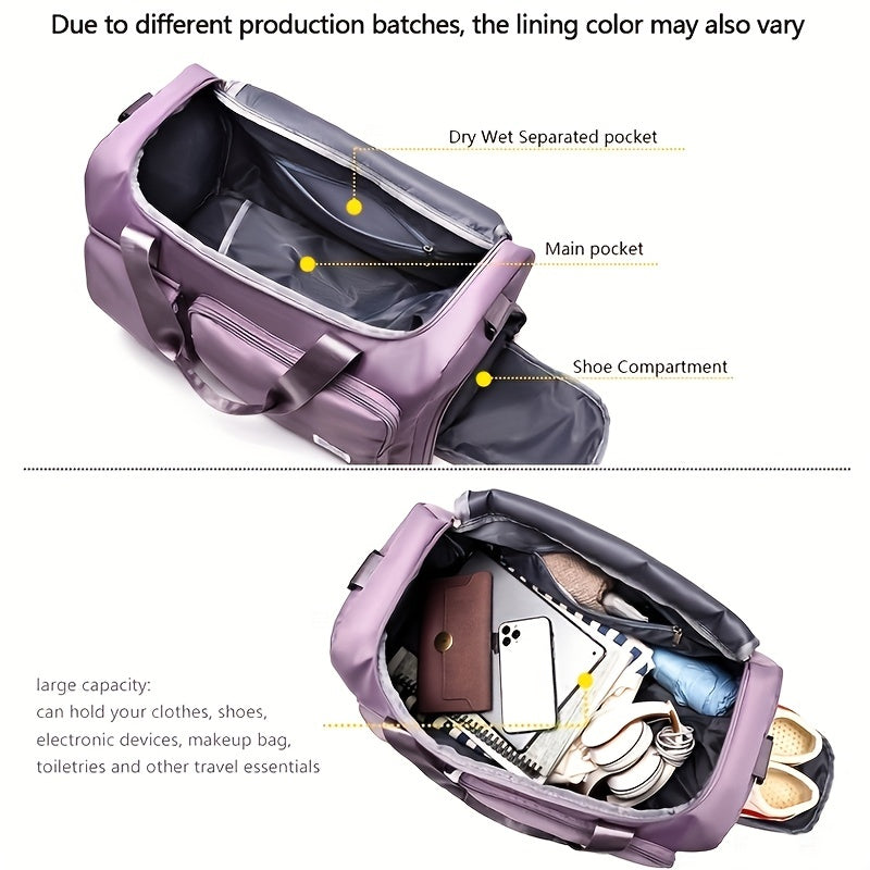 Unisex Large Capacity Travel Bag - Nylon, Gym Tote with Multiple Compartments, Adjustable Strap, and Durable Handles, Ideal for Women'S Duffle Bag, Gym Bag | Adjustable Strap Bag | Durable Handle Bag, Gym Bag