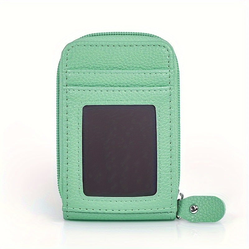 RFID Blocking Multi-Card Wallet with Zipper, Mini Coin Purse with Clear Window for Travel and Everyday Use
