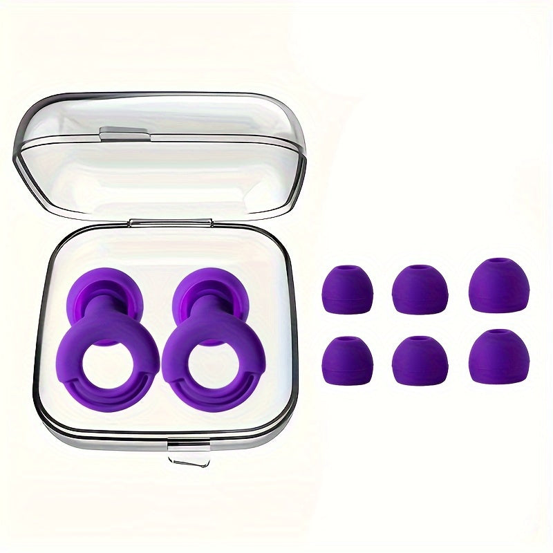 1 Pair Reusable Silicone Ear Plugs - Comfortable for Concerts, Sleep, Focus, And Travel with Storage Case