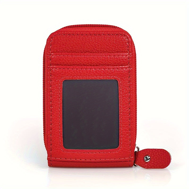 RFID Blocking Multi-Card Wallet with Zipper, Mini Coin Purse with Clear Window for Travel and Everyday Use