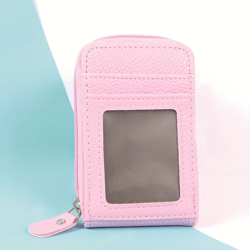 RFID Blocking Multi-Card Wallet with Zipper, Mini Coin Purse with Clear Window for Travel and Everyday Use