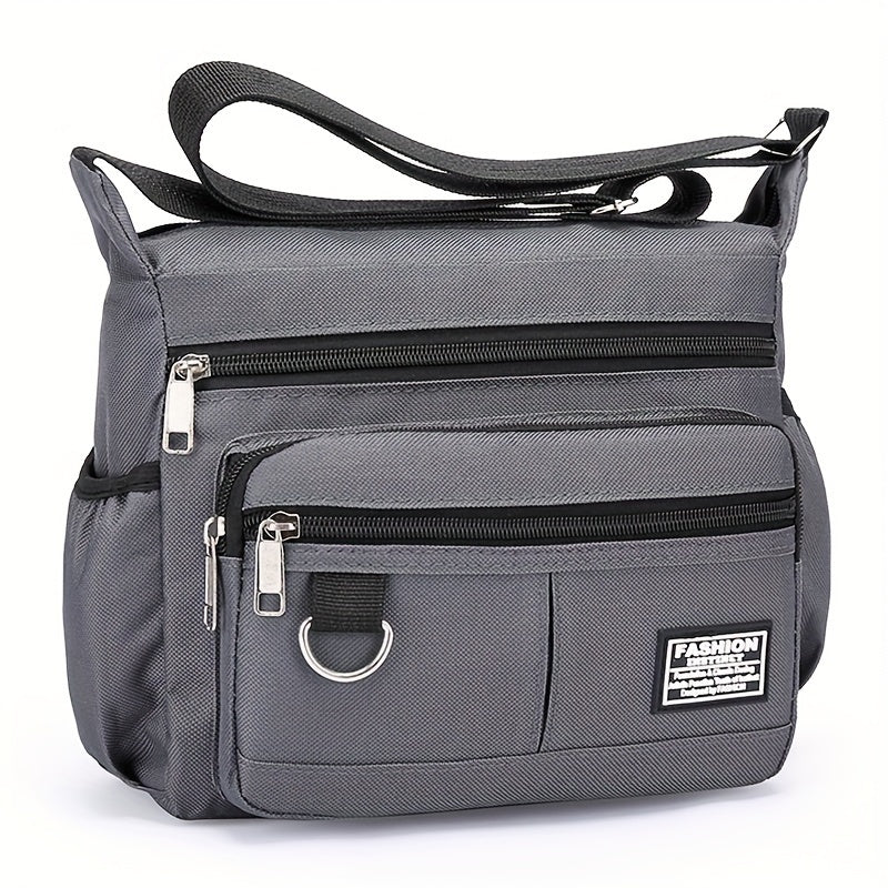 1pc Men's Large Capacity Multi-layer Waterproof Backpack, Nylon Shoulder Crossbody Bag, Travel Casual Commute Bag [ Zipper Direction Random ]