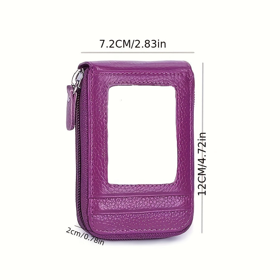 RFID Blocking Multi-Card Wallet with Zipper, Mini Coin Purse with Clear Window for Travel and Everyday Use