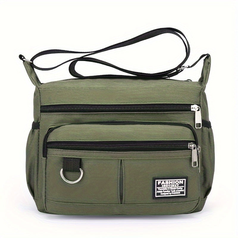 1pc Men's Large Capacity Multi-layer Waterproof Backpack, Nylon Shoulder Crossbody Bag, Travel Casual Commute Bag [ Zipper Direction Random ]