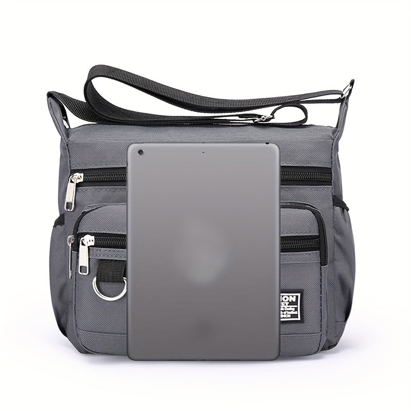 1pc Men's Large Capacity Multi-layer Waterproof Backpack, Nylon Shoulder Crossbody Bag, Travel Casual Commute Bag [ Zipper Direction Random ]