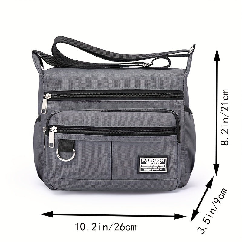 1pc Men's Large Capacity Multi-layer Waterproof Backpack, Nylon Shoulder Crossbody Bag, Travel Casual Commute Bag [ Zipper Direction Random ]