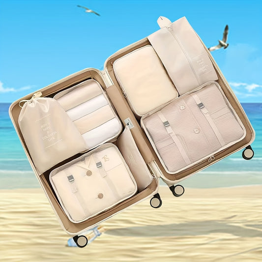 Seven-Piece Set Large Capacity Waterproof Travel Organizer Bag for Clothes, Pants, Shoes, and Socks
