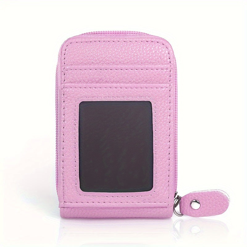 RFID Blocking Multi-Card Wallet with Zipper, Mini Coin Purse with Clear Window for Travel and Everyday Use
