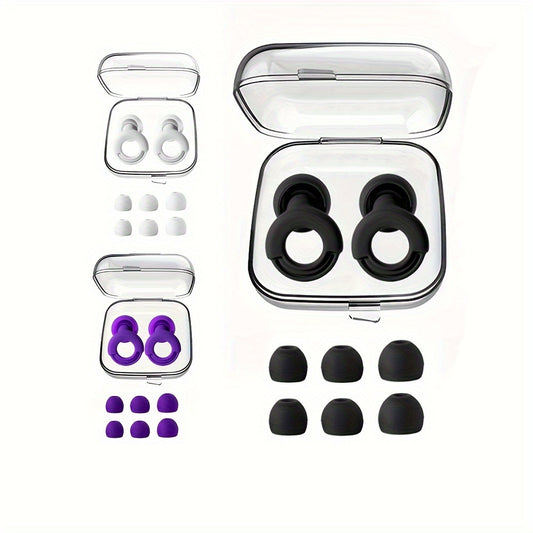1 Pair Reusable Silicone Ear Plugs - Comfortable for Concerts, Sleep, Focus, And Travel with Storage Case