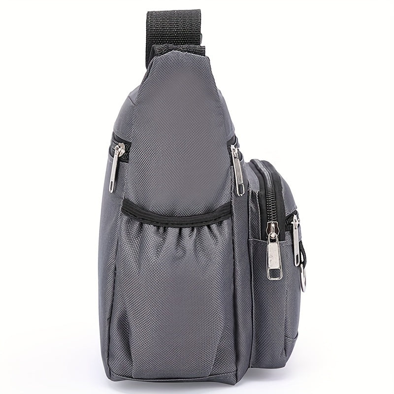 1pc Men's Large Capacity Multi-layer Waterproof Backpack, Nylon Shoulder Crossbody Bag, Travel Casual Commute Bag [ Zipper Direction Random ]