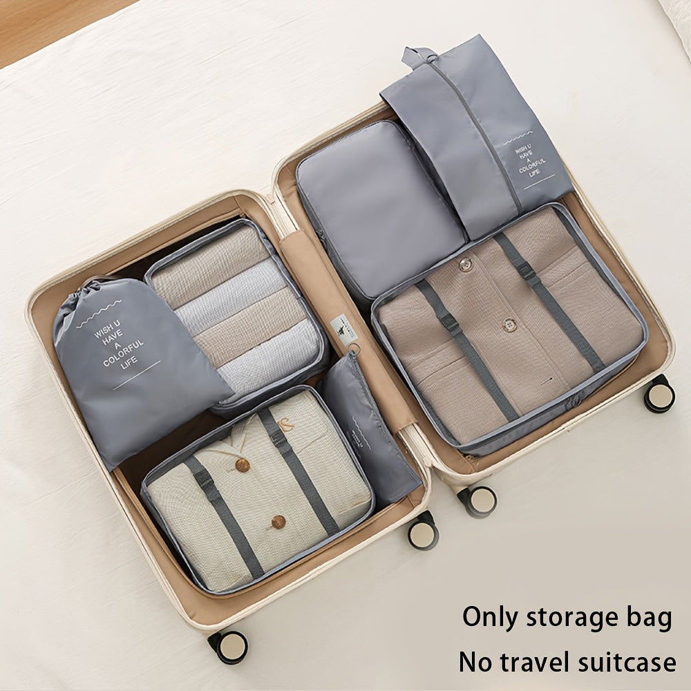 Seven-Piece Set Large Capacity Waterproof Travel Organizer Bag for Clothes, Pants, Shoes, and Socks