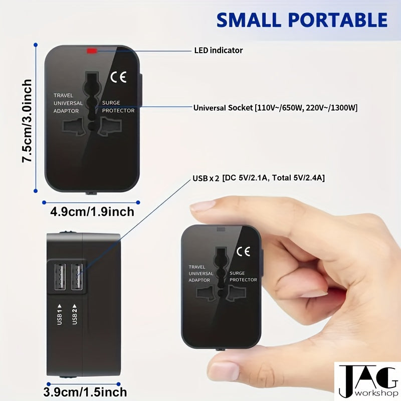 1pc Compliance Certification Travel Adapter,US/EU/UK/AU Plug,Worldwide All In One Design,Universal Interface Phone Tablet Wall Charger,Cover More Than 150 Countries,For iPhone,Samsung,Xiaomi,Android,Ipad,Car,etc,Perfect Holid