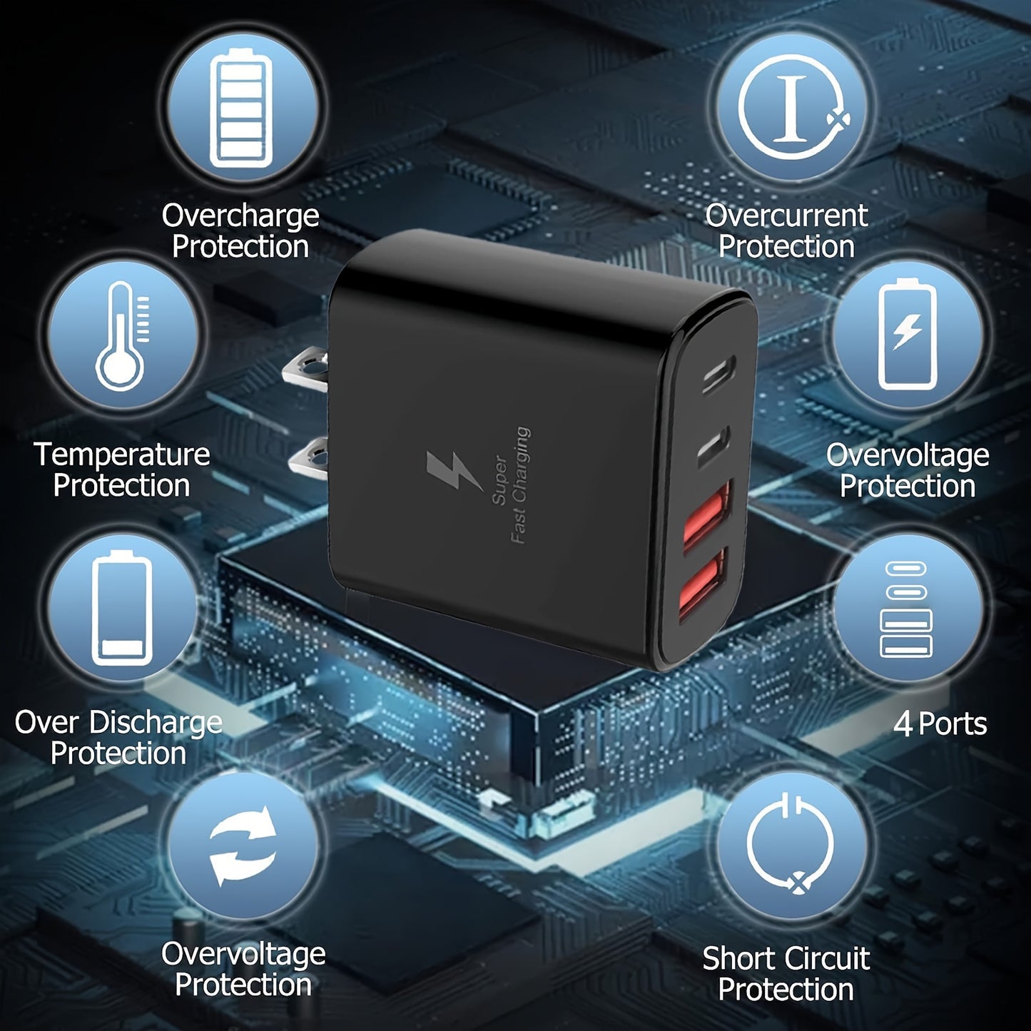 Rapid 65W USB-C Charger for iPhone 15/iPad - Travel-Friendly, Safe, and Universal Compatibility