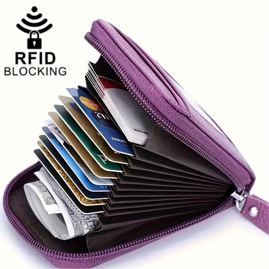 RFID Blocking Multi-Card Wallet with Zipper, Mini Coin Purse with Clear Window for Travel and Everyday Use