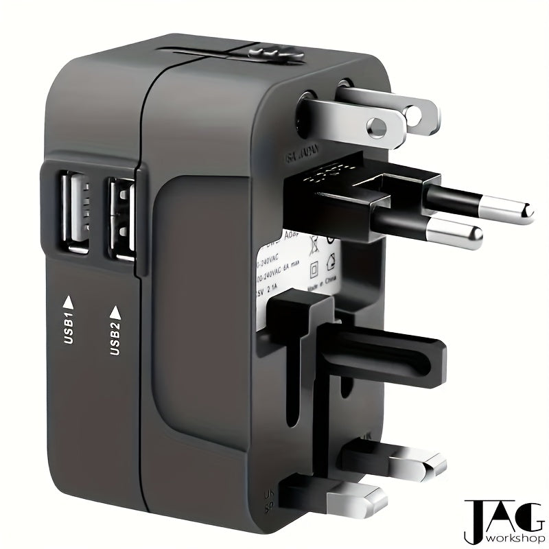 1pc Compliance Certification Travel Adapter,US/EU/UK/AU Plug,Worldwide All In One Design,Universal Interface Phone Tablet Wall Charger,Cover More Than 150 Countries,For iPhone,Samsung,Xiaomi,Android,Ipad,Car,etc,Perfect Holid