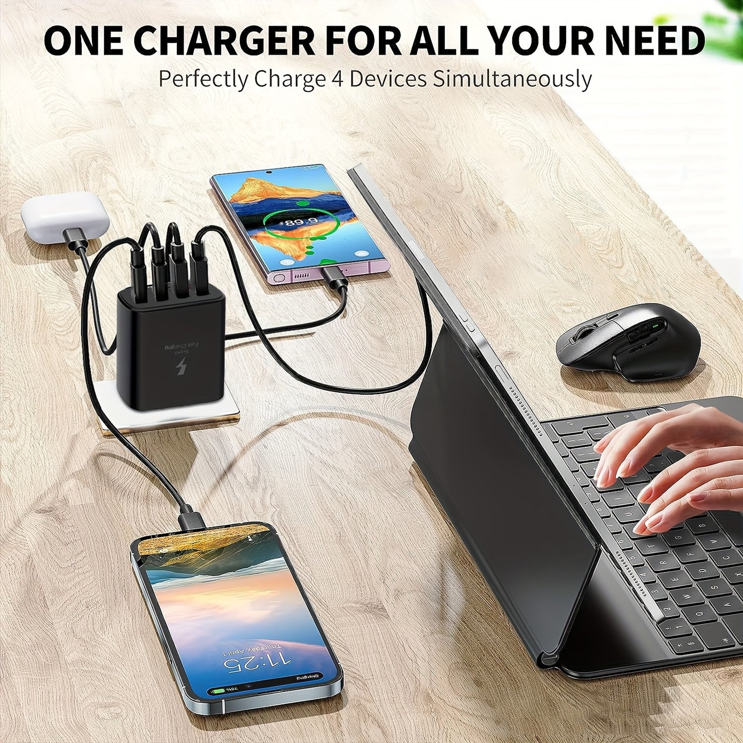 Rapid 65W USB-C Charger for iPhone 15/iPad - Travel-Friendly, Safe, and Universal Compatibility