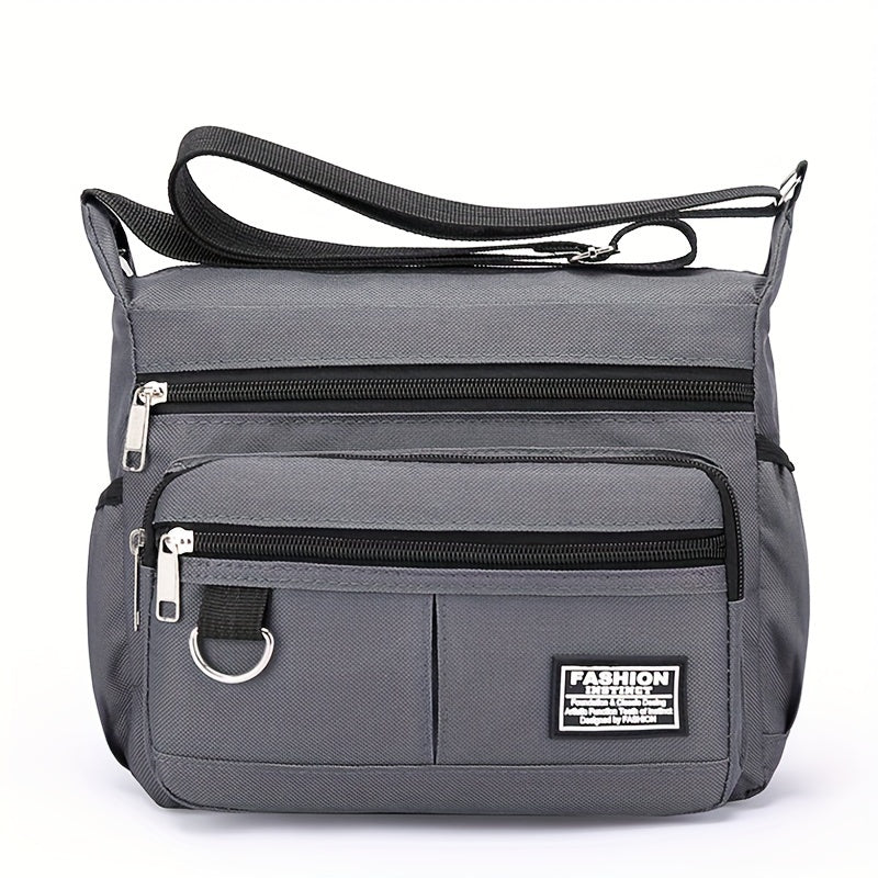 1pc Men's Large Capacity Multi-layer Waterproof Backpack, Nylon Shoulder Crossbody Bag, Travel Casual Commute Bag [ Zipper Direction Random ]